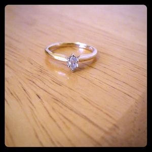 Dainty 14 k gold diamond ring